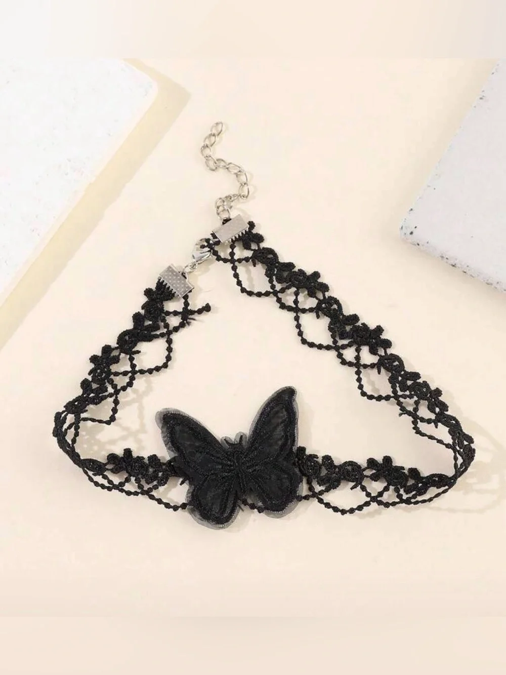 Black Butterfly Lace Choker Necklace - Picture 2 of 4